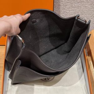 Hermes Evelyne 33 CM Bag Handmade In Taurillon Clemence Leather Sliver Hardware 46 Ebene - Image 16