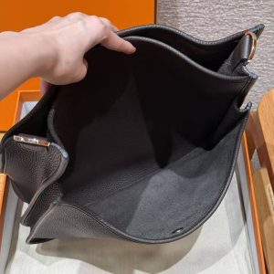 Hermes Evelyne 33 CM Bag Handmade In Taurillon Clemence Leather Sliver Hardware 46 Ebene - Image 15