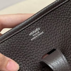 Hermes Evelyne 33 CM Bag Handmade In Taurillon Clemence Leather Sliver Hardware 46 Ebene - Image 14