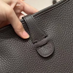 Hermes Evelyne 33 CM Bag Handmade In Taurillon Clemence Leather Sliver Hardware 46 Ebene - Image 12