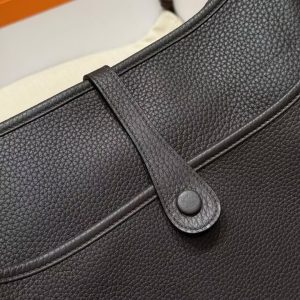 Hermes Evelyne 33 CM Bag Handmade In Taurillon Clemence Leather Sliver Hardware 46 Ebene - Image 11