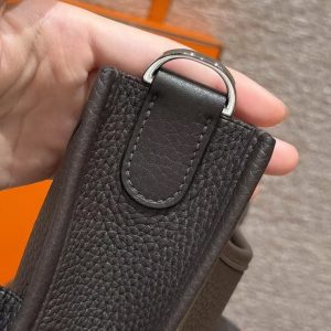 Hermes Evelyne 33 CM Bag Handmade In Taurillon Clemence Leather Sliver Hardware 46 Ebene - Image 7