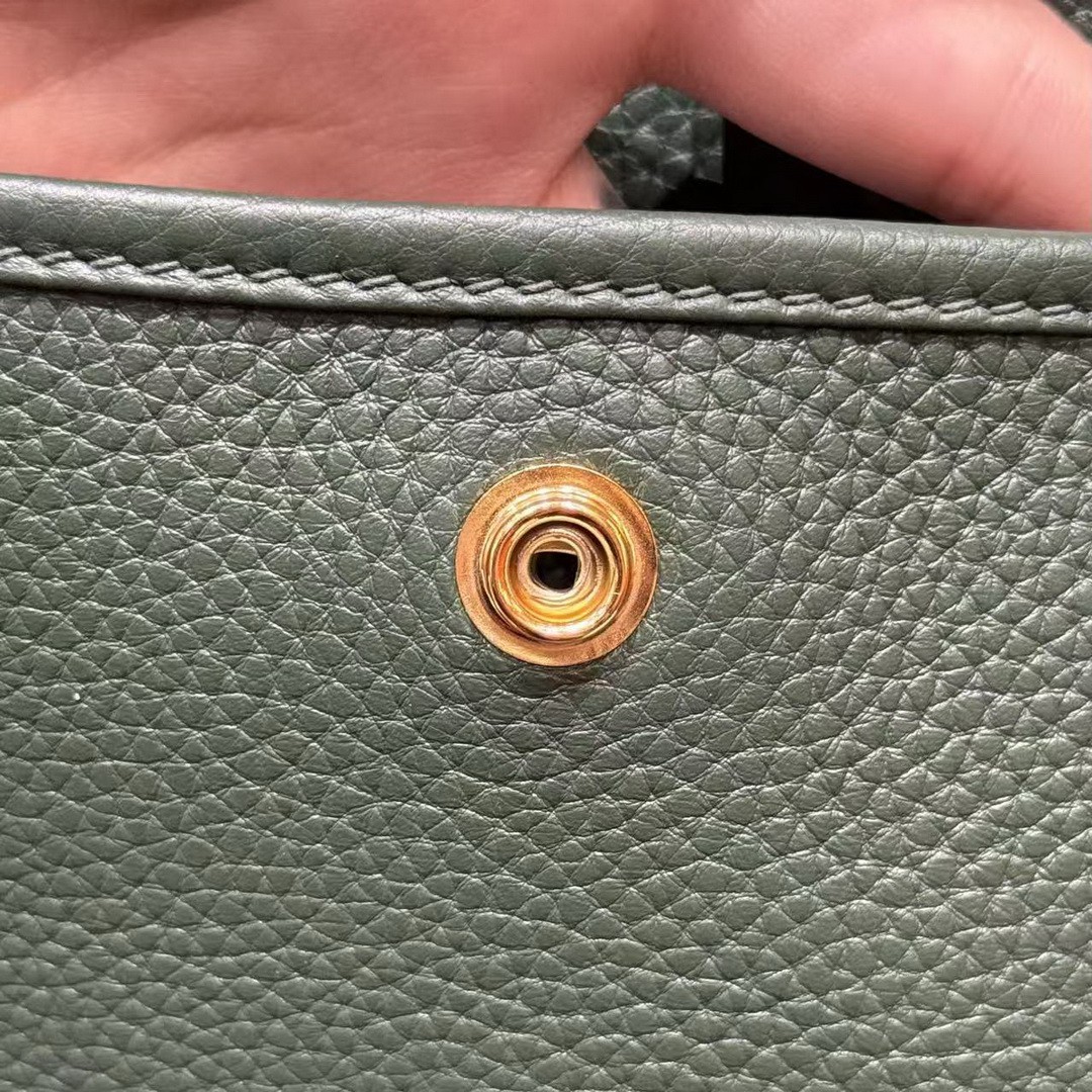 Hermes Evelyne 33 CM Bag Handmade In Taurillon Clemence Leather Gold Hardware 65 Vert Moyen - Image 5