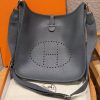 Hermes Evelyne 33 CM Bag Handmade In Taurillon Clemence Leather Silver Hardware 85 Ardoise