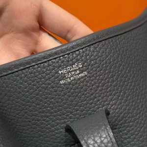 Hermes Evelyne 33 CM Bag Handmade In Taurillon Clemence Leather Silver Hardware 85 Ardoise - Image 10