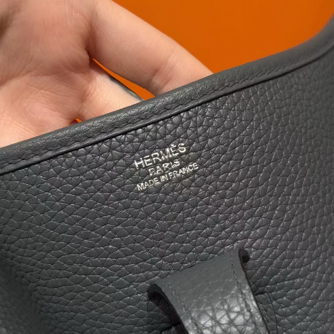 Hermes Evelyne 33 CM Bag Handmade In Taurillon Clemence Leather Silver Hardware 85 Ardoise - Image 10
