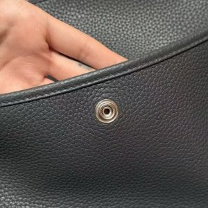 Hermes Evelyne 33 CM Bag Handmade In Taurillon Clemence Leather Silver Hardware 85 Ardoise - Image 8