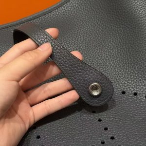 Hermes Evelyne 33 CM Bag Handmade In Taurillon Clemence Leather Silver Hardware 85 Ardoise - Image 4