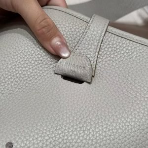 Hermes Evelyne 33 CM Bag Handmade In Taurillon Clemence Leather Silver Hardware 8L Beton - Image 8