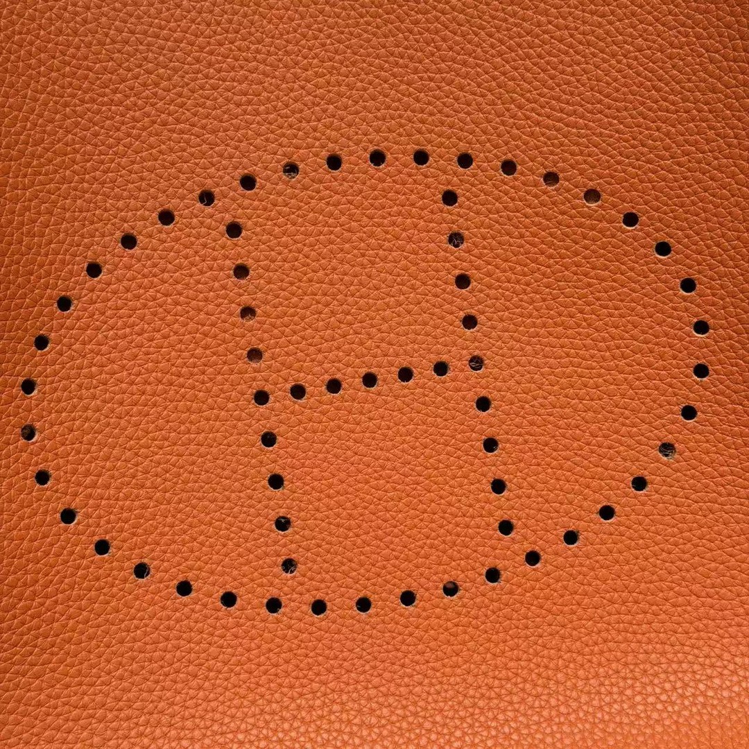 Hermes Evelyne 33 CM Bag Handmade In Taurillon Clemence Leather Silver Hardware 93 Orange - Image 7