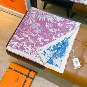 Hermes Flamingo Party Tattoo Double Face Scarf 90 100% H902898S 01 - Image 10