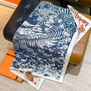 Hermes Flamingo Party Tattoo Double Face Scarf 90 100% H902898S 01 - Image 7