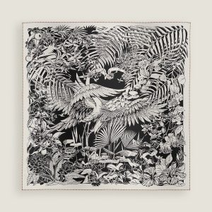 Hermes Flamingo Party Tattoo Double Face Scarf 90 100% H902898S 01 - Image 3