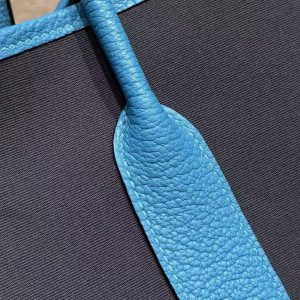 Hermes Garden Party 36 Bag Handmade In Negonda Calfskin Leather And Canvas Silver Hardware 78 Bleu Marine 7W Blue Lzmir - Image 7