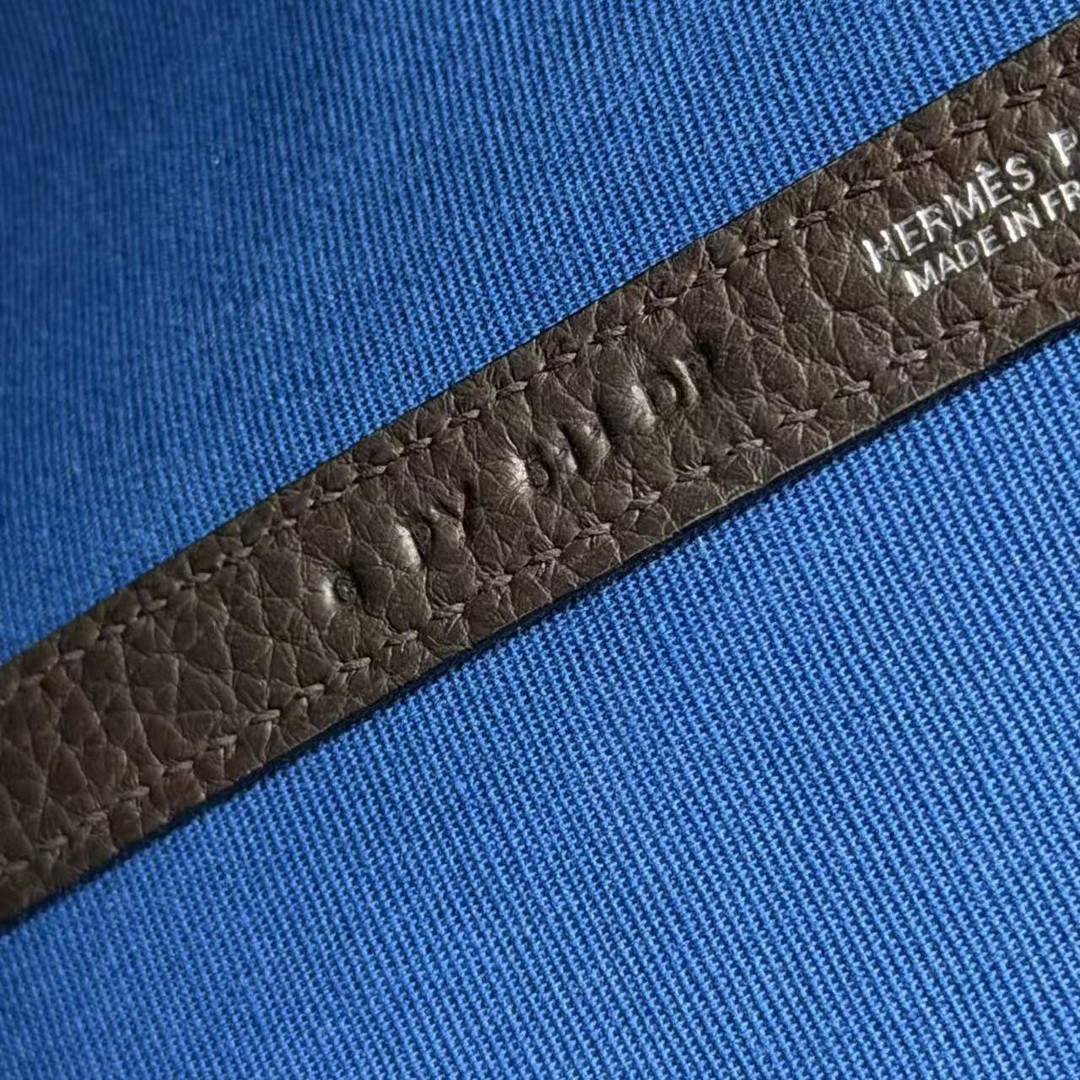 Hermes Garden Party 36 Bag Handmade In Negonda Calfskin Leather And Canvas Silver Hardware 3G Alezan 46 Ebene T7 Blue Hydra - Image 10