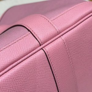 Hermes Garden Party 30 Bag Handmade In Negonda Calfskin Leather And Canvas Silver Hardware L4 Bubble Gum 1Q Rose Confetti B5 Ruby - Image 11