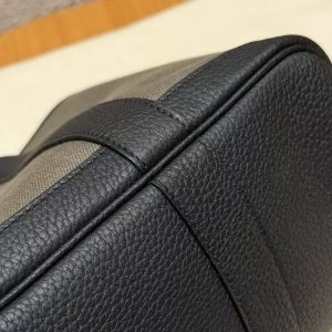 Hermes Garden Party 30 Bag Handmade In Negonda Calfskin Leather And Canvas Silver Hardware C6 Vert Girs 89 Noir - Image 6