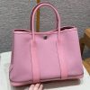 Hermes Garden Party 30 Bag Handmade In Negonda Calfskin Leather And Canvas Silver Hardware L4 Bubble Gum 1Q Rose Confetti B5 Ruby