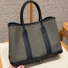 Hermes Garden Party 30 Bag Handmade In Negonda Calfskin Leather And Canvas Silver Hardware C6 Vert Girs 89 Noir