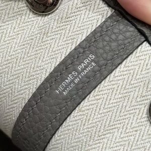 Hermes Garden Party 30 Bag Handmade In Negonda Calfskin Leather Silver Hardware 0L Gris Meyer - Image 16