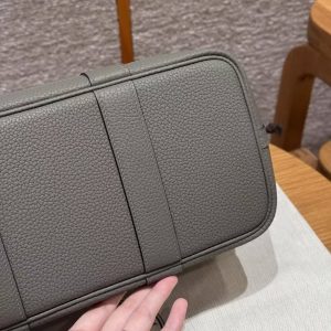 Hermes Garden Party 30 Bag Handmade In Negonda Calfskin Leather Silver Hardware 0L Gris Meyer - Image 10