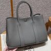 Hermes Garden Party 30 Bag Handmade In Negonda Calfskin Leather Silver Hardware 0L Gris Neyer