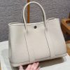 Hermes Garden Party 30 Bag Handmade In Negonda Calfskin Leather Silver Hardware 10 Craie