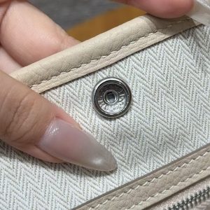 Hermes Garden Party 30 Bag Handmade In Negonda Calfskin Leather Silver Hardware 10 Craie - Image 11