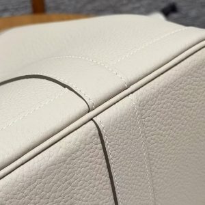 Hermes Garden Party 30 Bag Handmade In Negonda Calfskin Leather Silver Hardware 10 Craie - Image 7
