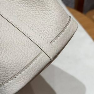 Hermes Garden Party 30 Bag Handmade In Negonda Calfskin Leather Silver Hardware 10 Craie - Image 6