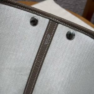 Hermes Garden Party 30 Bag Handmade In Negonda Calfskin Leather Silver Hardware 18 Etoupe - Image 17