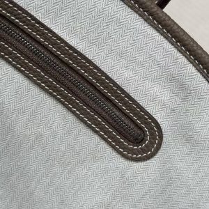 Hermes Garden Party 30 Bag Handmade In Negonda Calfskin Leather Silver Hardware 18 Etoupe - Image 13