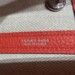 Hermes Garden Party 30 Bag Handmade In Negonda Calfskin Leather Silver Hardware 2R Rouge Pivoine - Image 12