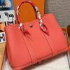 Hermes Garden Party 30 Bag Handmade In Negonda Calfskin Leather Silver Hardware 2R Rouge Pivoine