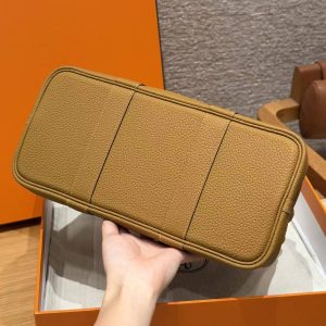Hermes Garden Party 30 Bag Handmade In Negonda Calfskin Leather Silver Hardware 2S Sesame - Image 16