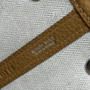 Hermes Garden Party 30 Bag Handmade In Negonda Calfskin Leather Silver Hardware 2S Sesame - Image 14