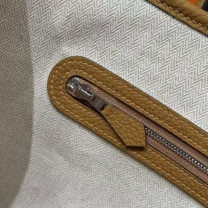 Hermes Garden Party 30 Bag Handmade In Negonda Calfskin Leather Silver Hardware 2S Sesame - Image 9