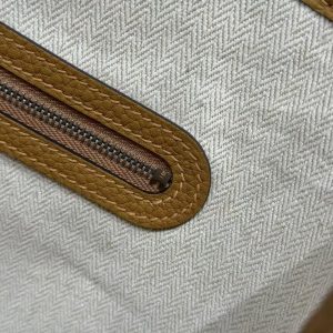 Hermes Garden Party 30 Bag Handmade In Negonda Calfskin Leather Silver Hardware 2S Sesame - Image 8
