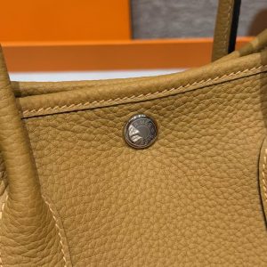 Hermes Garden Party 30 Bag Handmade In Negonda Calfskin Leather Silver Hardware 2S Sesame - Image 4