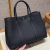 Hermes Garden Party 30 Bag Handmade In Negonda Calfskin Leather Silver Hardware 2z Blue Niut