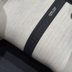 Hermes Garden Party 30 Bag Handmade In Negonda Calfskin Leather Silver Hardware 2z Blue Niut - Image 13