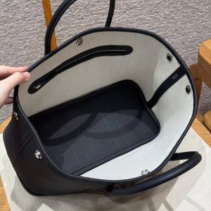 Hermes Garden Party 30 Bag Handmade In Negonda Calfskin Leather Silver Hardware 2z Blue Niut - Image 11