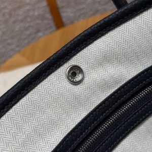 Hermes Garden Party 30 Bag Handmade In Negonda Calfskin Leather Silver Hardware 2z Blue Niut - Image 5