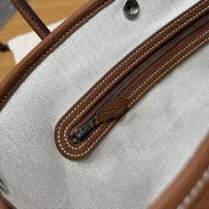 Hermes Garden Party 30 Bag Handmade In Negonda Calfskin Leather Silver Hardware 37 Gold - Image 11