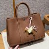 Hermes Garden Party 30 Bag Handmade In Negonda Calfskin Leather Silver Hardware 37 Gold