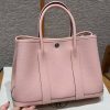 Hermes Garden Party 30 Bag Handmade In Negonda Calfskin Leather Silver Hardware 3Q Rose Sakura