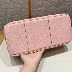 Hermes Garden Party 30 Bag Handmade In Negonda Calfskin Leather Silver Hardware 3Q Rose Sakura - Image 14