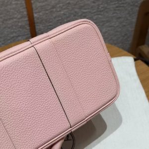 Hermes Garden Party 30 Bag Handmade In Negonda Calfskin Leather Silver Hardware 3Q Rose Sakura - Image 4