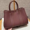 Hermes Garden Party 30 Bag Handmade In Negonda Calfskin Leather Silver Hardware 55 Rouge H