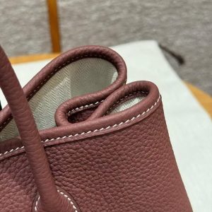 Hermes Garden Party 30 Bag Handmade In Negonda Calfskin Leather Silver Hardware 55 Rouge H - Image 9